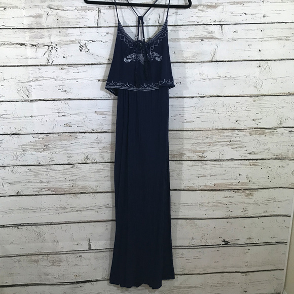 Dresses & Skirts - Boho Blue Strap Embroidered Dress